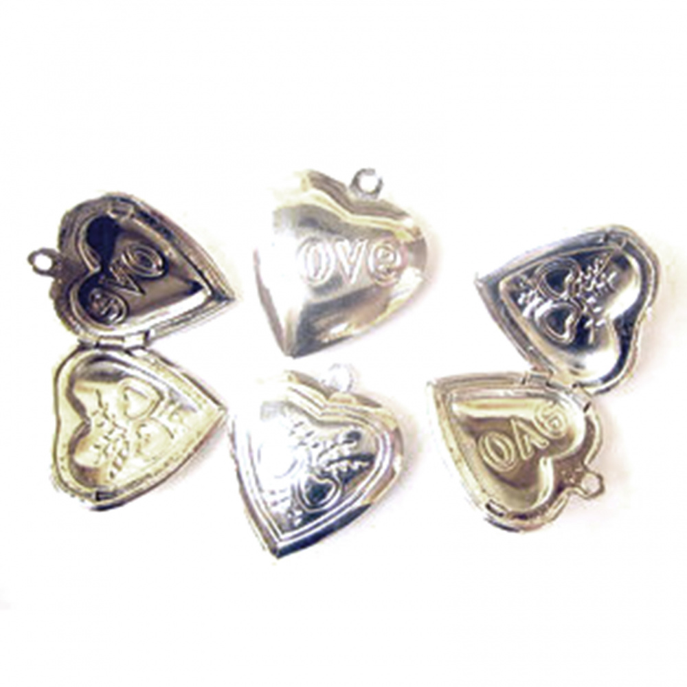 Heart pendant opening 2 mm Love metal -10 pieces