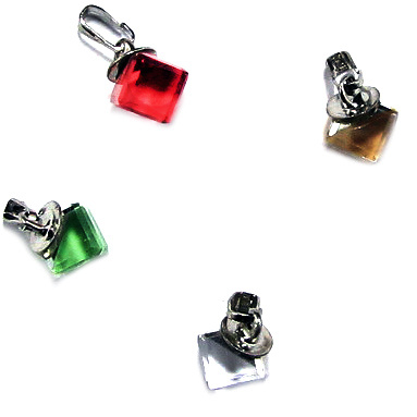 Mini glass charm, square, 6mm, mixed  colors