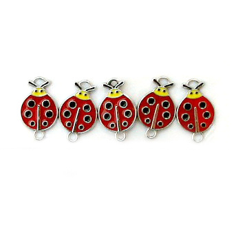 Connecting element metal ladybug 15x24 mm color silver -5 pieces