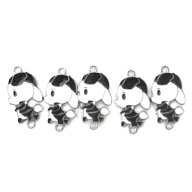 Connecting element metal dog 5 18x34 mm color silver -5 pieces