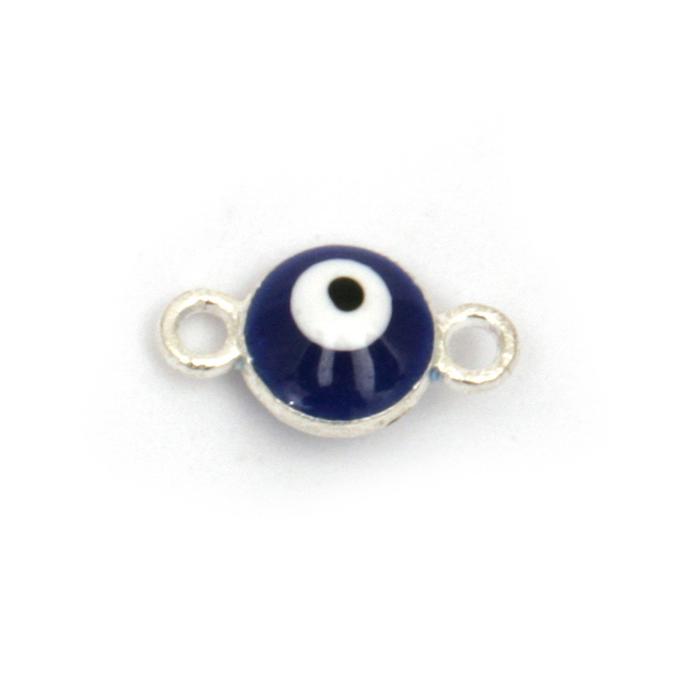 Element de conectare metal ochi albastru 12x7x5 mm gaură 1,5 mm culoare argintiu - 5 bucăți