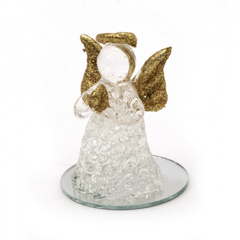 Διακοσμητικό άγγελος από γυαλί  με χρυσό brocade 5,5 cm