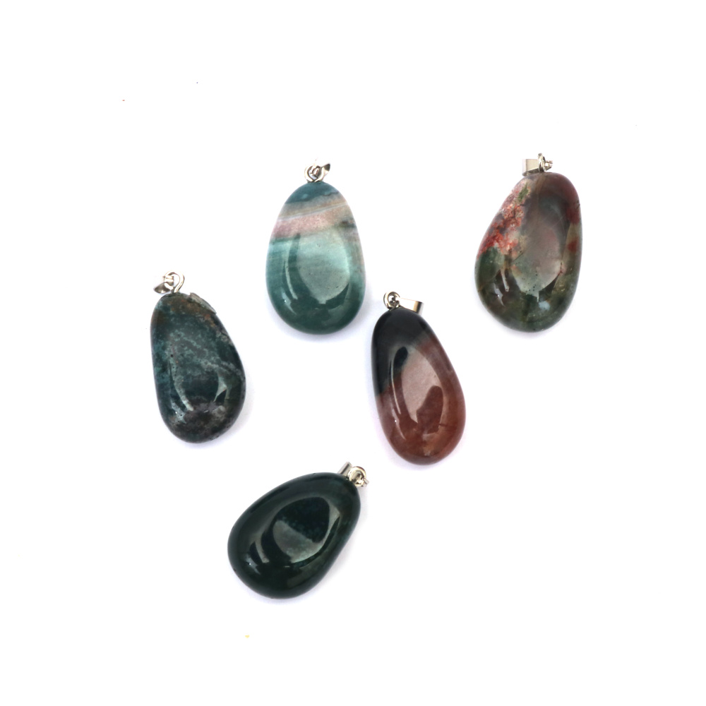 Natural Stone Pendant INDIAN AGATE 15~23x22~33 mm