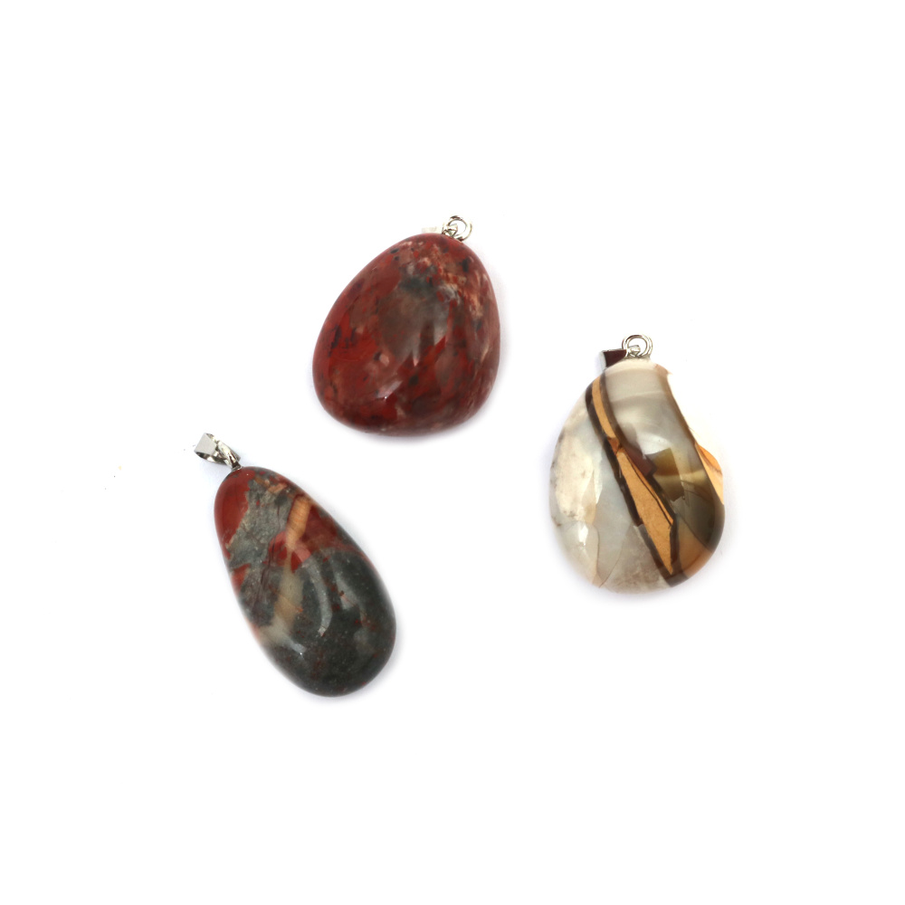  Natural Stone Pendant JASPER ASSORTED Types 18~25x26~40 mm