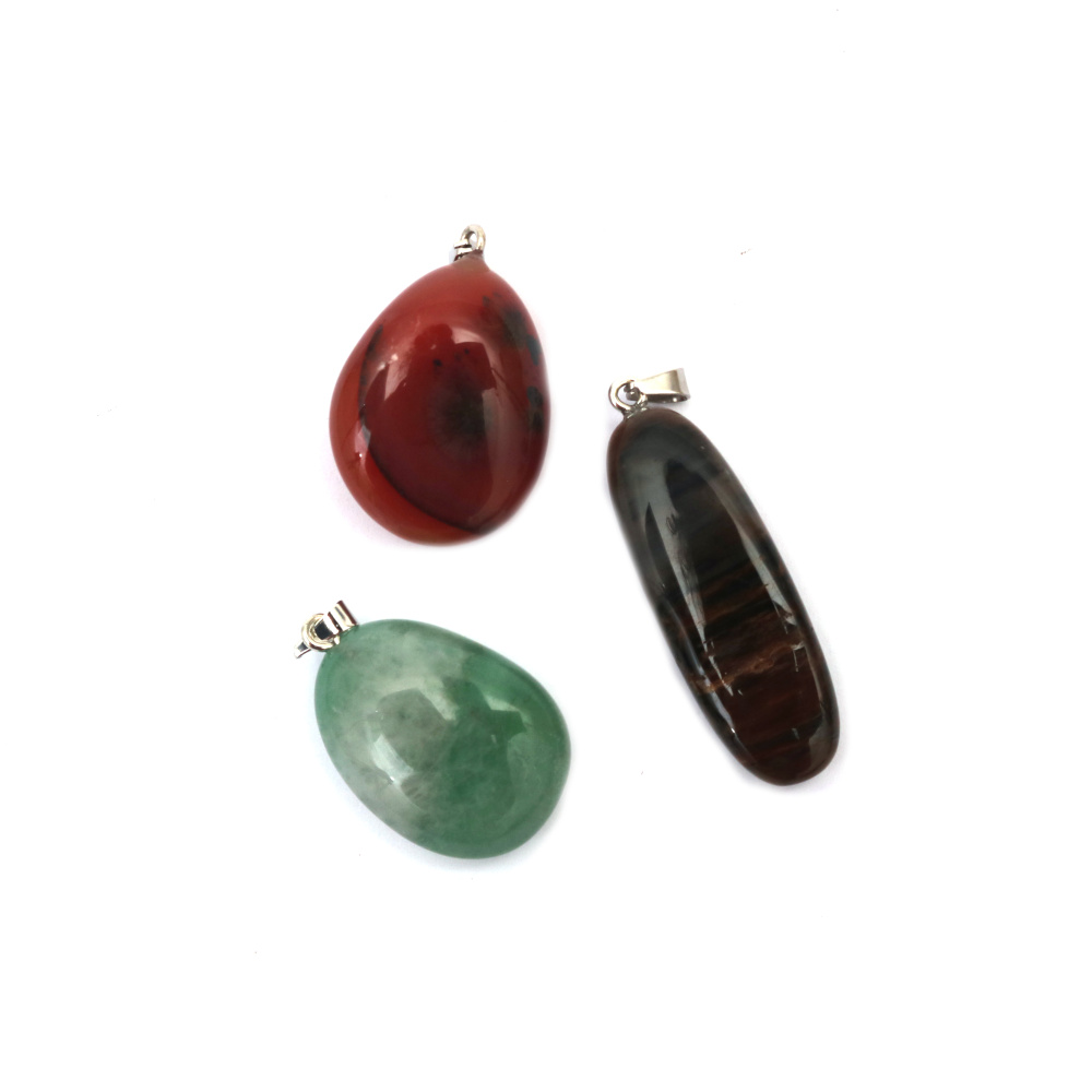 Natural Stone Pendant AGATE ASSORTED 15~22x25~40 mm