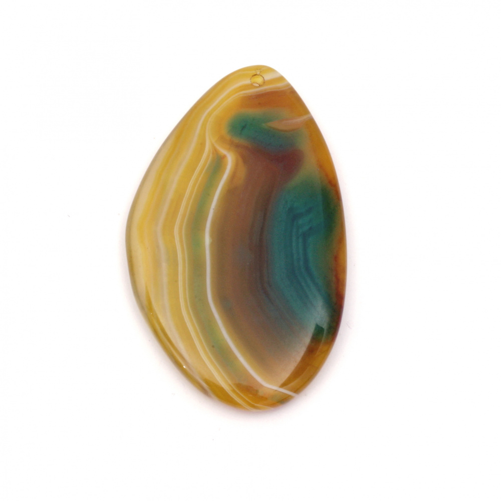 Pendant natural stone Agate striped yellow-green 35 ~ 45x55 ~ 65 mm