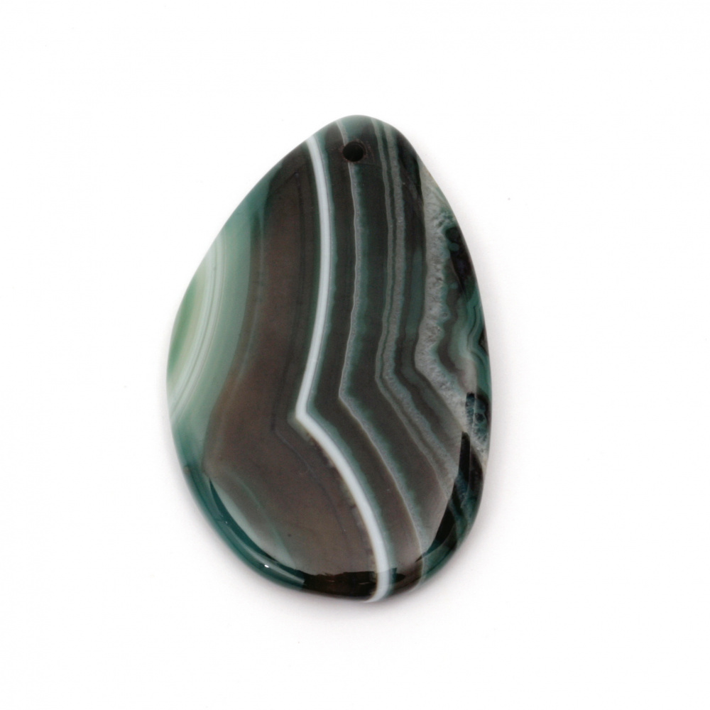 Pendant natural stone Agate striped green 35 ~ 45x55 ~ 65 mm