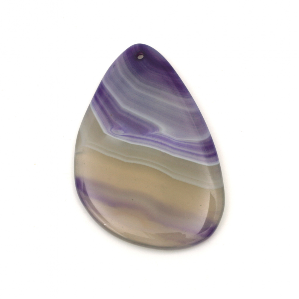 Pandantiv piatră naturală AGAT dungi violet 35 ~ 45x55 ~ 65 mm