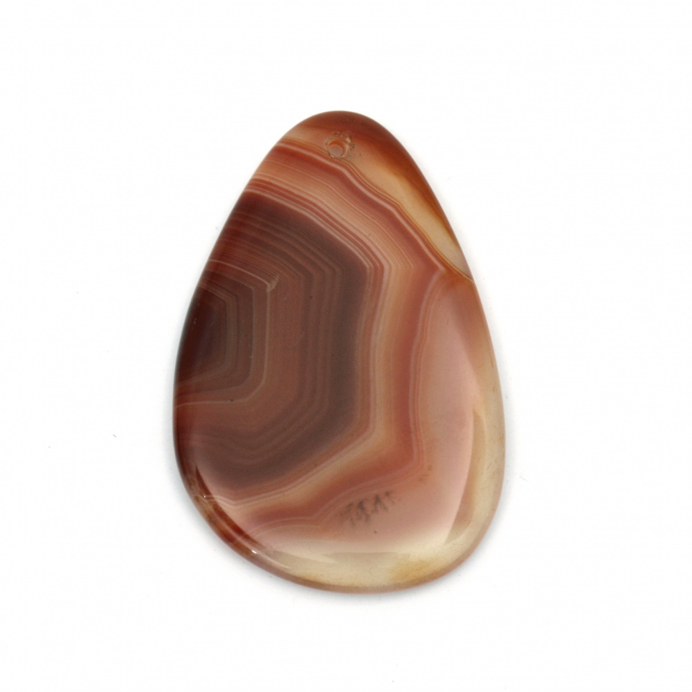 Висулка с естествен камък АХАТ ивичест оранжево-кафяв 35~45x55~65 мм