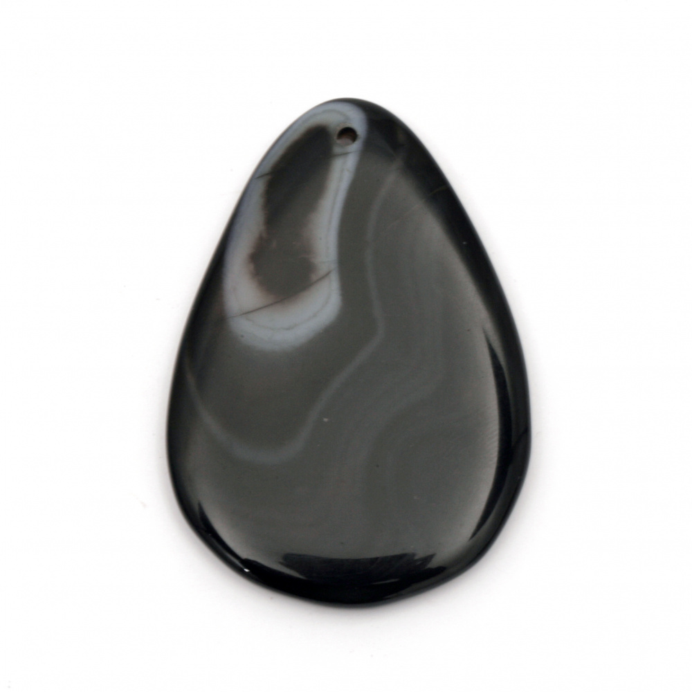 Αχάτης μενταγιόν φυσική πέτρα μαύρο 35 ~ 45x55 ~ 65 mm