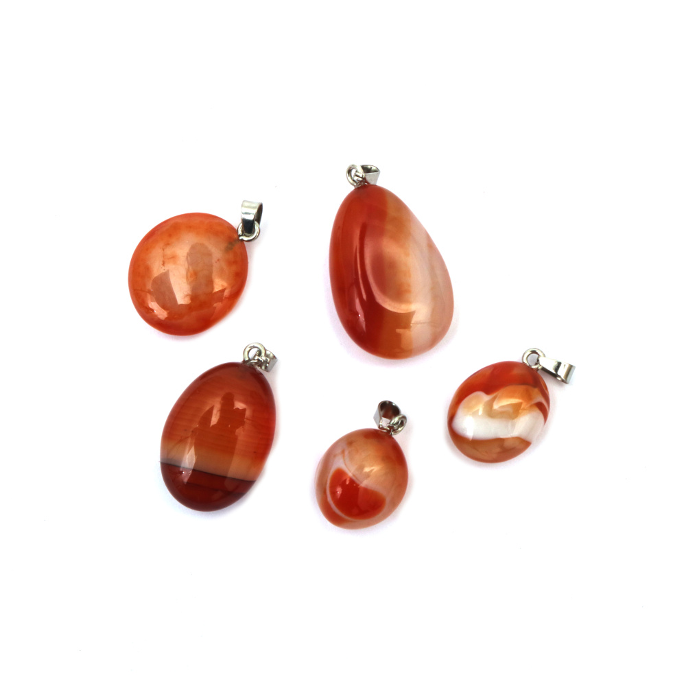 Pendant Natural Stone BANDED CARNELIAN 10~22x12~28 mm