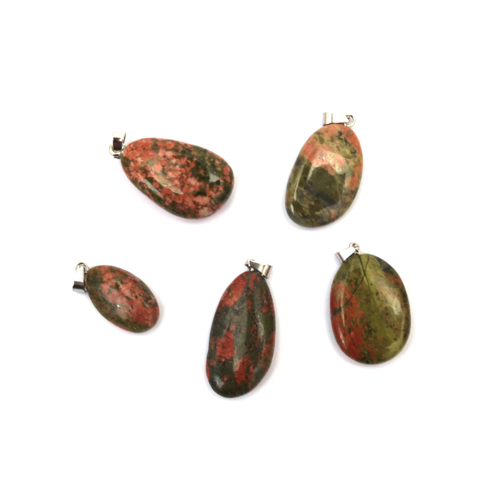 Natural Stone Pendant Unakite 10~20x18~32 mm