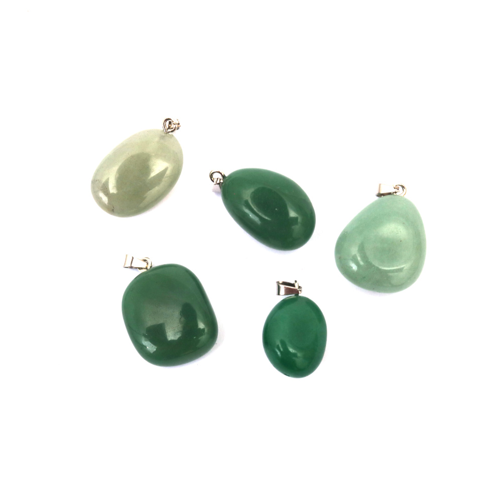 Pendant Natural Stone GREEN AVENTURINE 15~25x20~30 mm