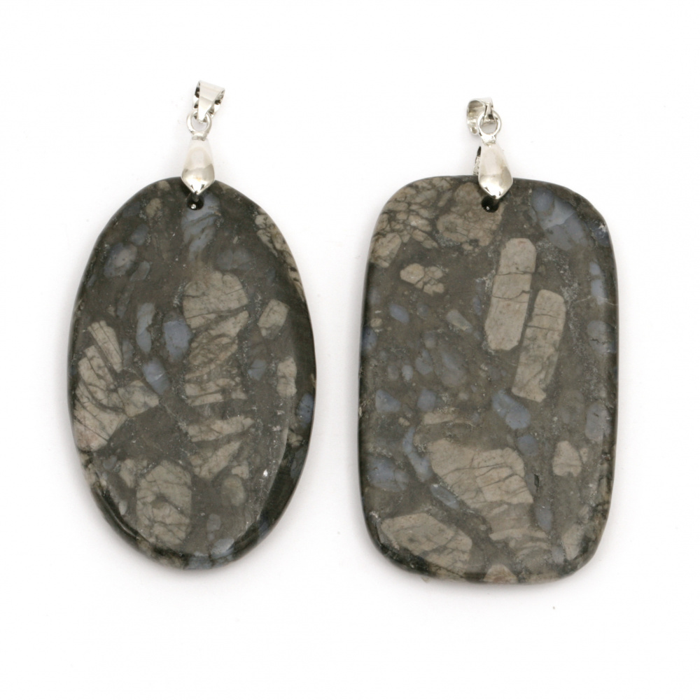 Pendant natural stone Jasper Assorted shapes 35~50x50~70 mm