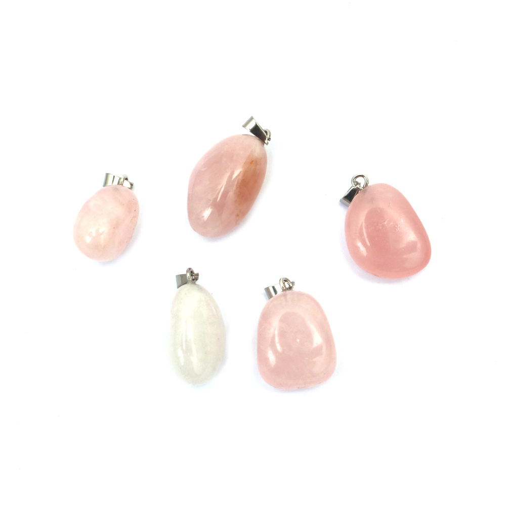 Natural Stone Pendant Rose Quartz 13~23x18~28 mm