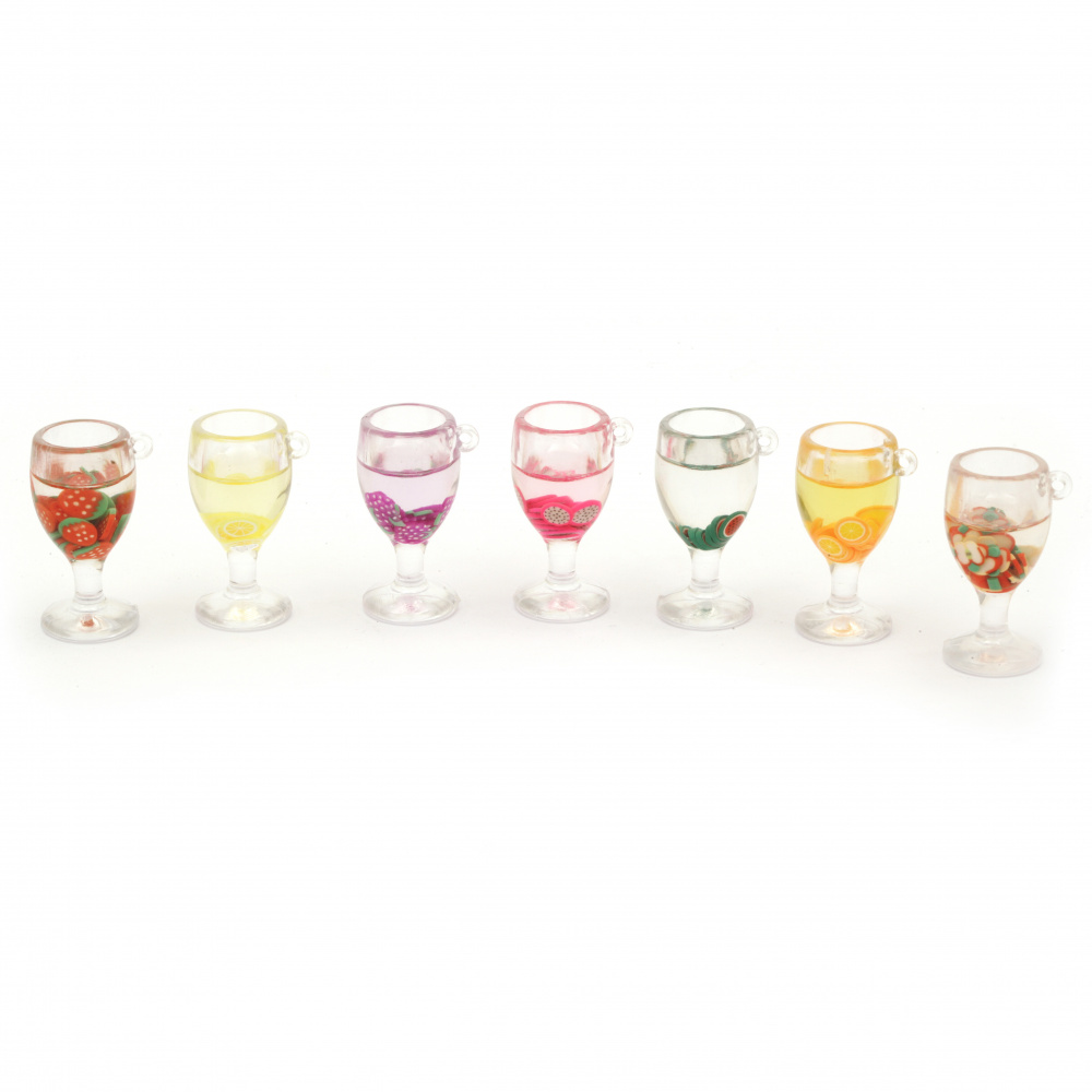 Resin pendant cup with fimo 37x22.5x19 mm hole 2 mm assorted - 1 piece