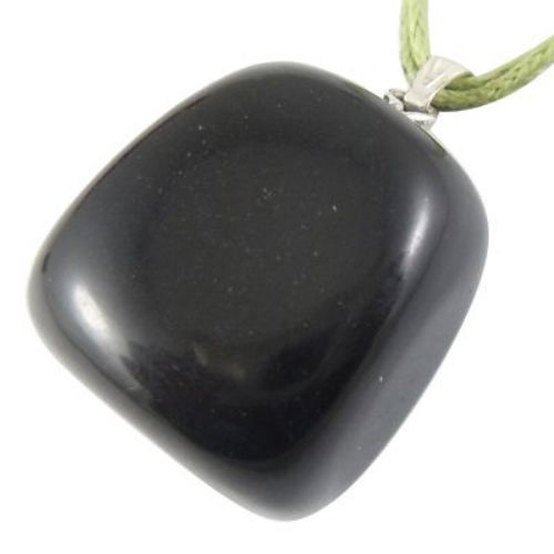 Pandantiv piatră naturală agat negru 20x19x16 mm gaură 7x3 mm