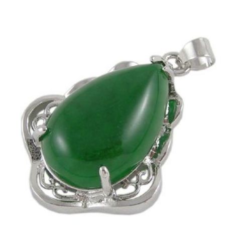 Висулка естествен камък НЕФРИТ (Малайски ЖАДЕИТ) 22x34x8 мм дупка 4 мм