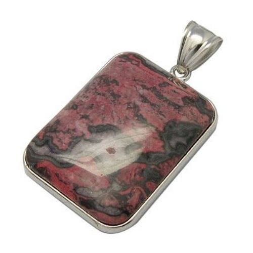 Pendant natural stone AGATE (Crazy Agate) 32x58x8 mm hole 6x12 mm