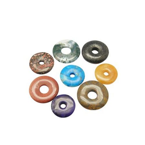 Κρεμαστό ημιπολύτιμη πέτρα διάφορα χρώματα / μεγέθη στρόγγυλα 20 ~ 25 mm τρύπα 5 ~ 7 mm