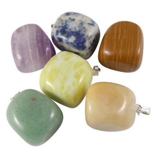 Pendant natural stone ASSORTED colors 20x19x16 mm