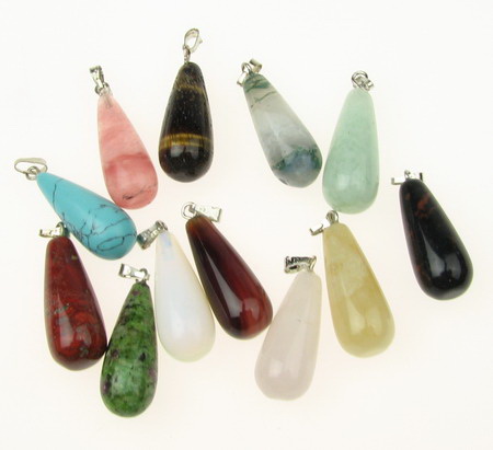 Pendant natural stone MIXED colors 28x10 mm
