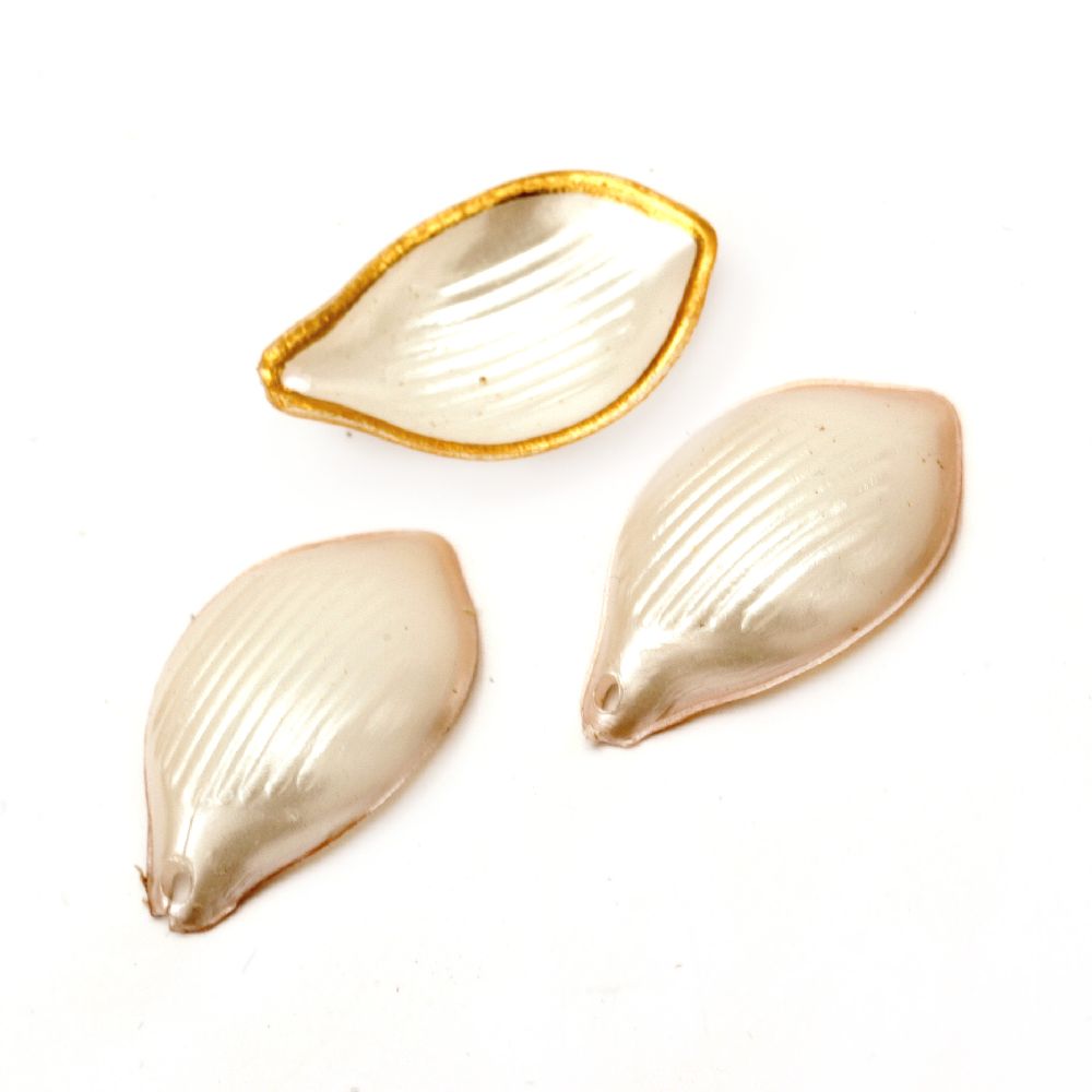 Pendant mother of pearl leaf 25x16x5 mm hole 1.5 mm - 20 grams ~ 73 pieces