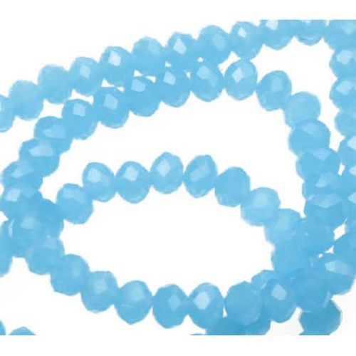 Jelly beads crystal string, electroplated polyhedron for for jewelry making 6x4 mm hole 1 mm color cyan ~ 100 pieces