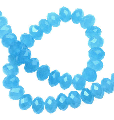 Jelly beads crystal strand, electroplated for DIY accessories 8x6 mm hole 1 mm color cyan ~ 72 pieces