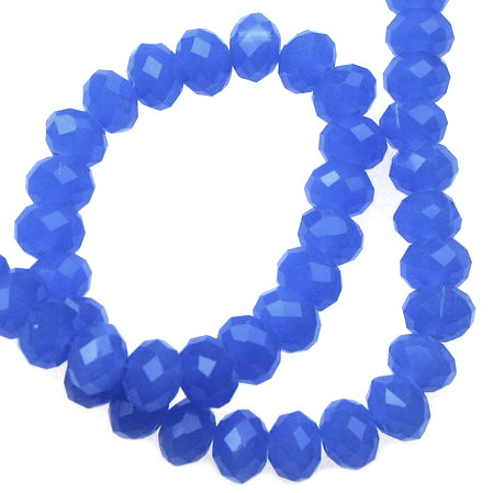 Margele sirag cristal 8x6 mm gaură 1 mm galvanizat albastru JELLY ~ 72 bucăți