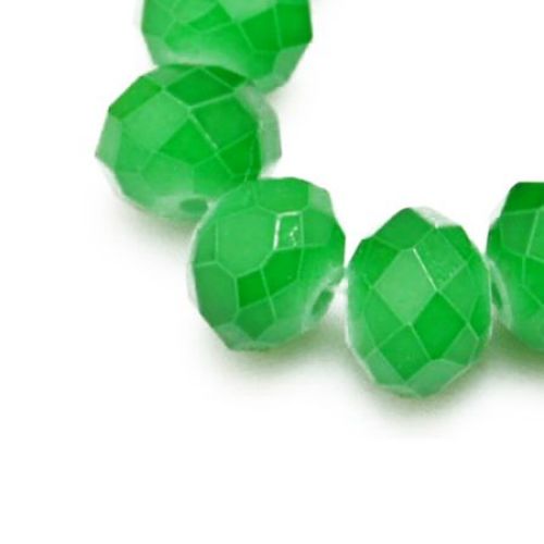 Șirag  mărgele cristal 8x5 mm gaură 1 mm galvanizat JELLY verde închis ~ 72 bucăți
