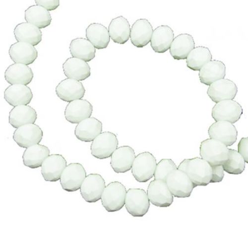 String washer, faceted glass beads resembling crystal for DIY jewelry findings 8x5 mm hole 1 mm white matte ~ 145 pieces