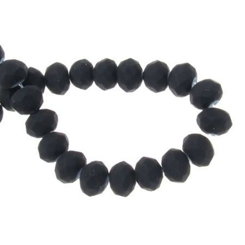 Dense matte crystal beads strand, for handmade decoraton projects 8x5 mm hole 1 mm black ~ 145 pieces
