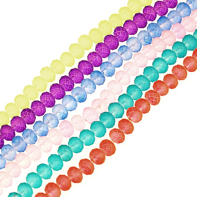 Matte crystal beads strand for DIY dress decoration, gifts and other craft 6x4 mm hole 1 mm assorted colors - 100 pieces