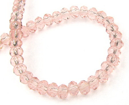 String of Delicate Glass Crystal Beads / 4.5x3.5 mm, Hole: 1 mm /  Transparent Pink ~125 pieces