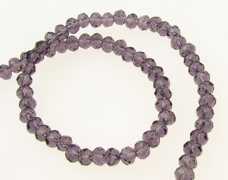 String of Clear Faceted Glass Beads for Jewelry CRAFT / 4.5x3.5 mm, Hole: 1 mm / Violet ~ 150 pieces