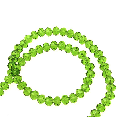 Crystal Beads, 6x4 mm, Hole 1 mm, Light Green Transparent - Approximately 88 Pieces