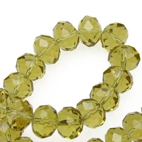 Colored crystal beads string for DIY dress decoration, gifts and other crafts 12x8 mm hole 1 mm transparent khaki ~ 72 pieces