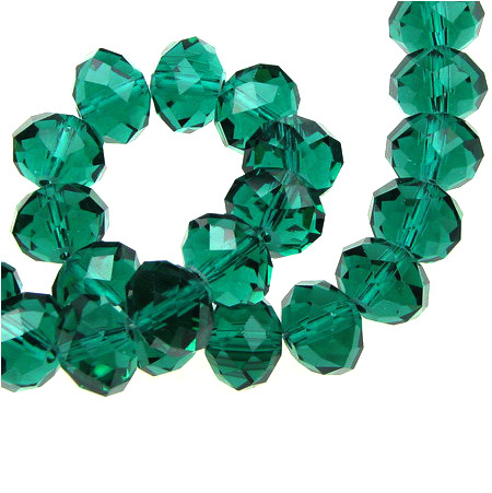 Glass Faceted Crystal Beads for Jewelry CRAFT / 12x8 mm, Hole: 1 mm / Color: TEAL ~ 72 pieces