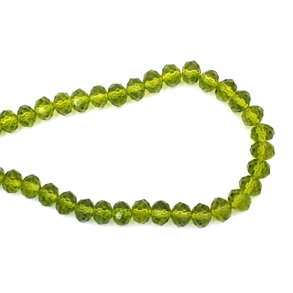 String of Glass Crystal Beads /  12x8 mm, Hole: 1 mm / Transparent Light Green ~ 72 pieces