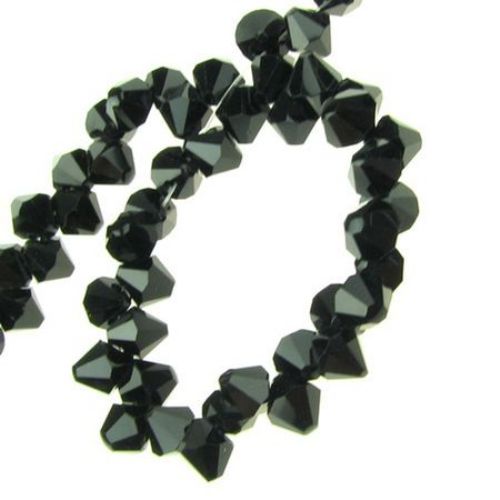 Crystal beads string for DIY earrings, key chains, bracelets or necklace 7x6 mm hole 1 mm black ~ 100 pieces