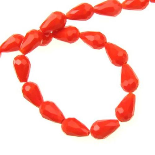 Jelly beads crystal strand, electroplated teardrop for DIY accessories 11x8 mm hole 1 mm orange ~ 72 pieces