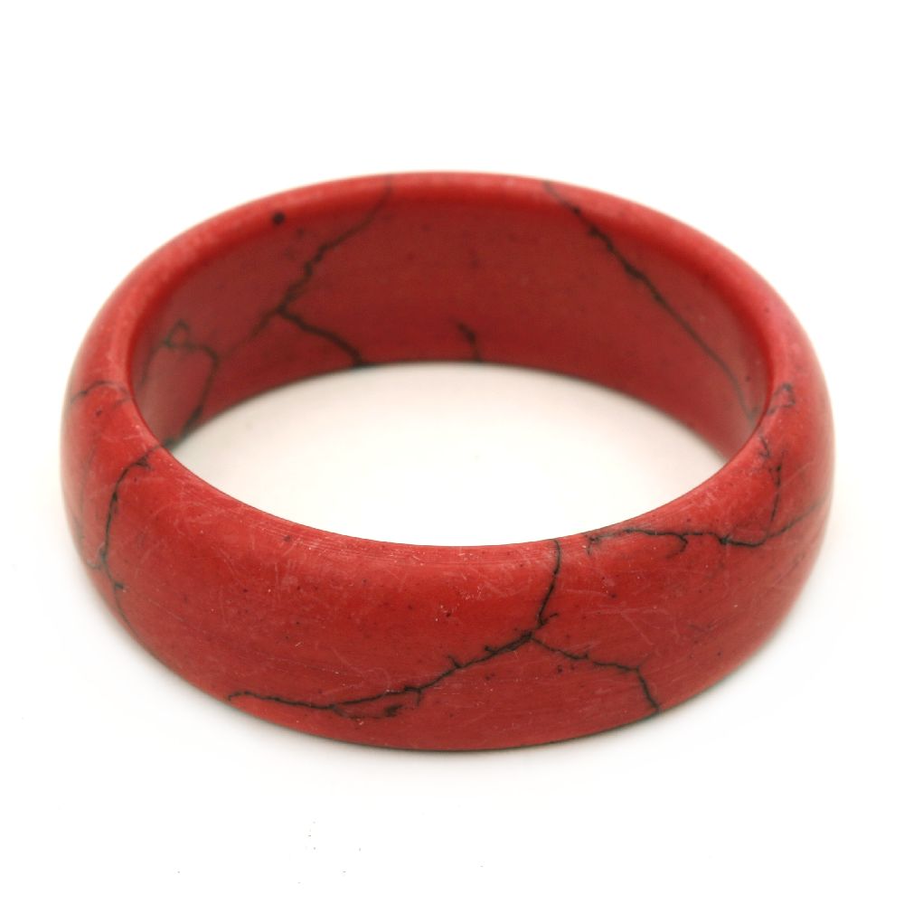 Гривна естествен камък ТЮРКОАЗ синтетичен червен 61 мм