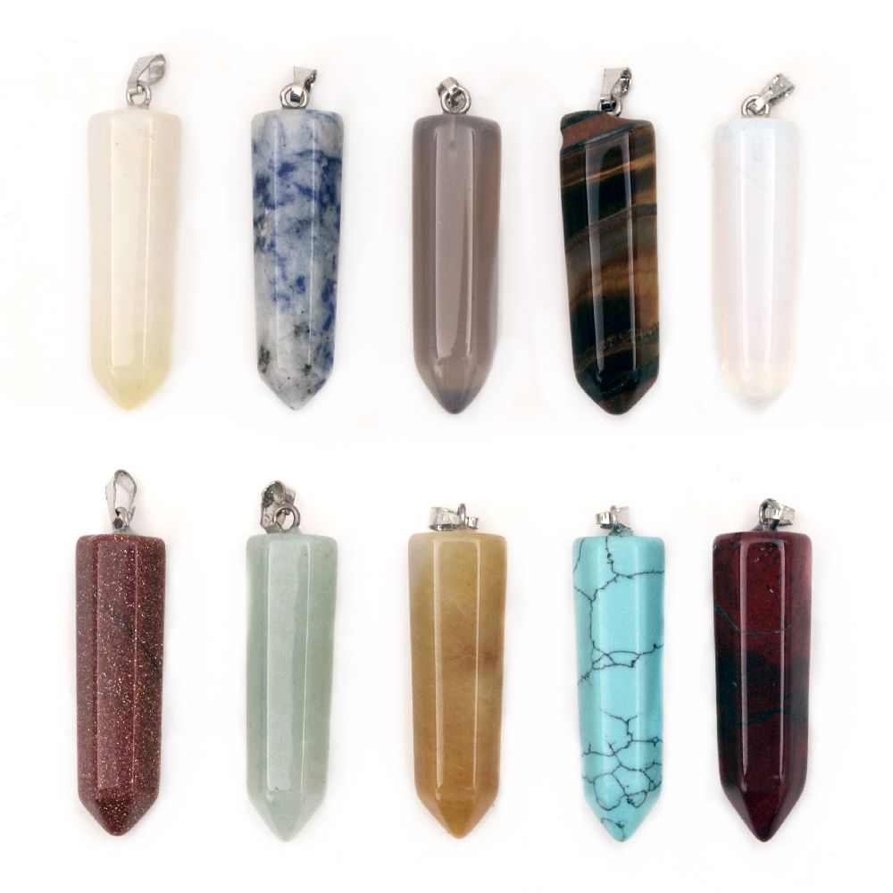 Pendant natural stone MIXED colors 32x9 mm