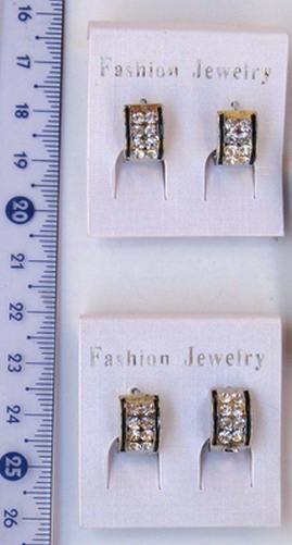Обеци метал кристали цвят сребро14 мм