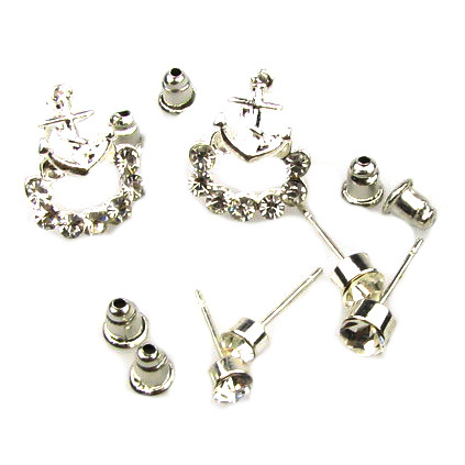 Обеци метал кристали - 3 чифта