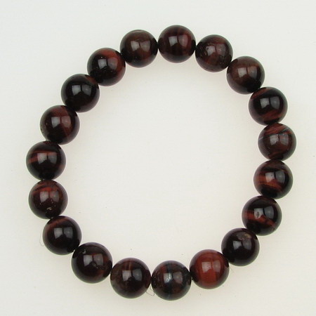 Гривна естествен камък ТИГРОВО ОКО червено топче 10 мм