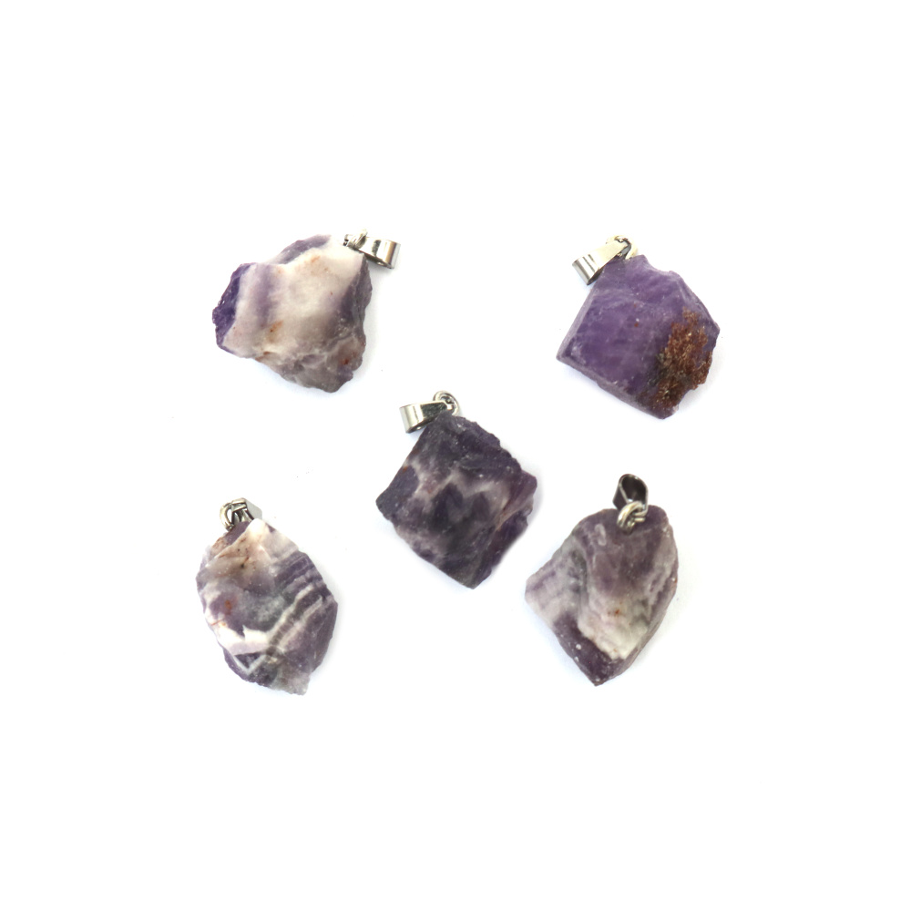 Natural Stone Pendant AMETHYST Raw 15~25x15~25 mm