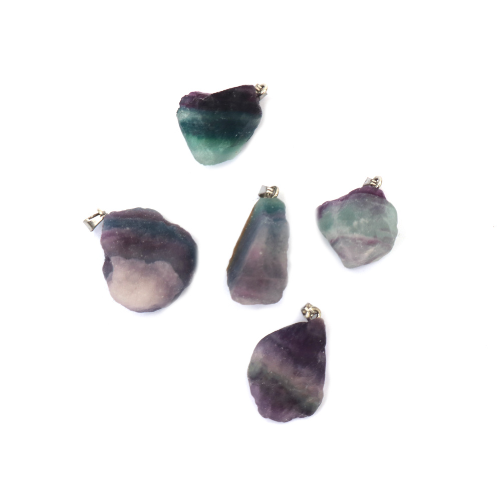 Natural Stone Pendant FLUORITE Raw 15~30x15~30 mm