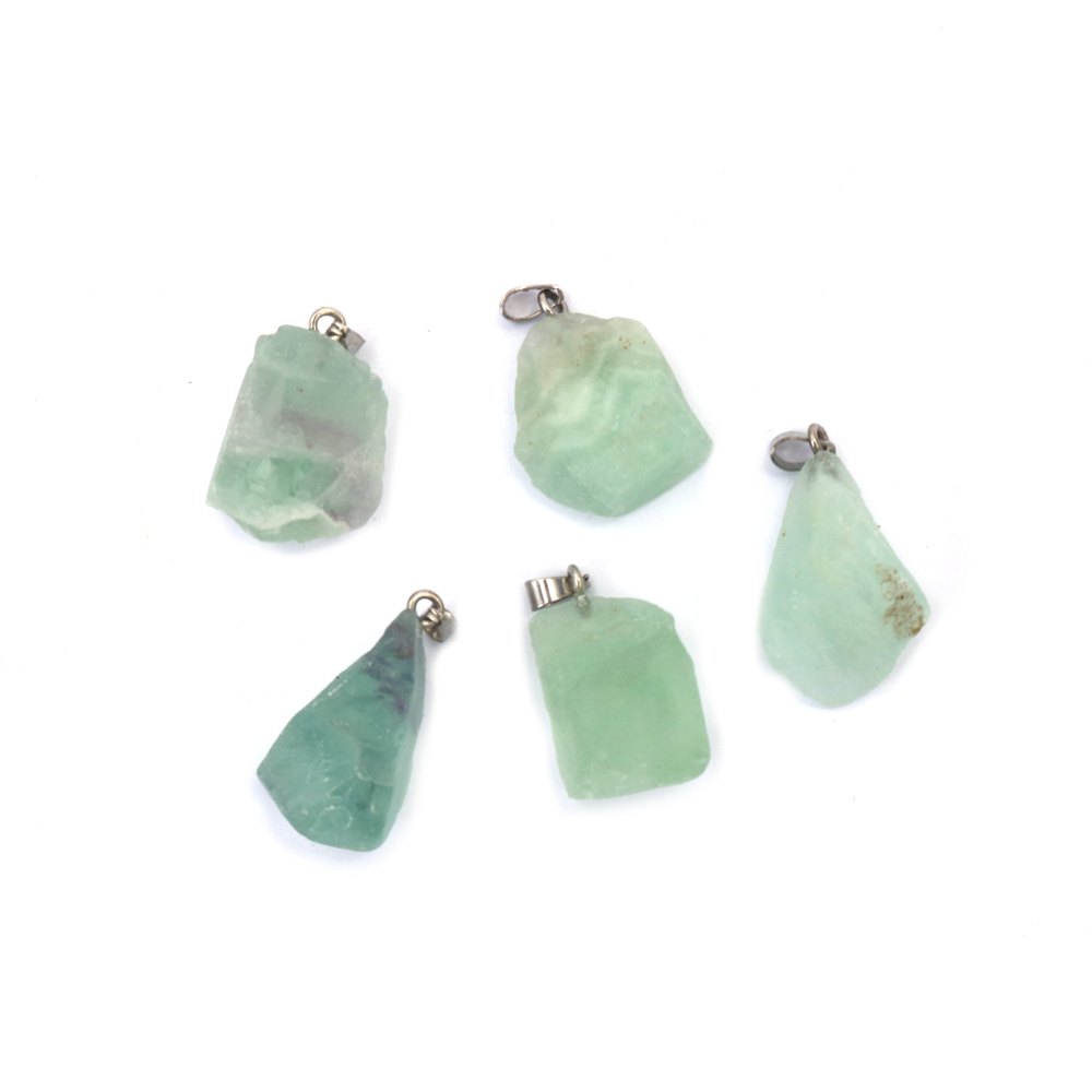 Natural Stone Pendant GREEN FLUORITE Raw 15~30x15~30 mm